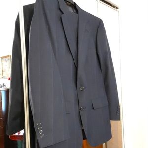 MAN'S CUSTOM MADE SUIT, CASTNER KNOTT BY RACQUET CLUB, NAVY BLUE PIN-STRIPE